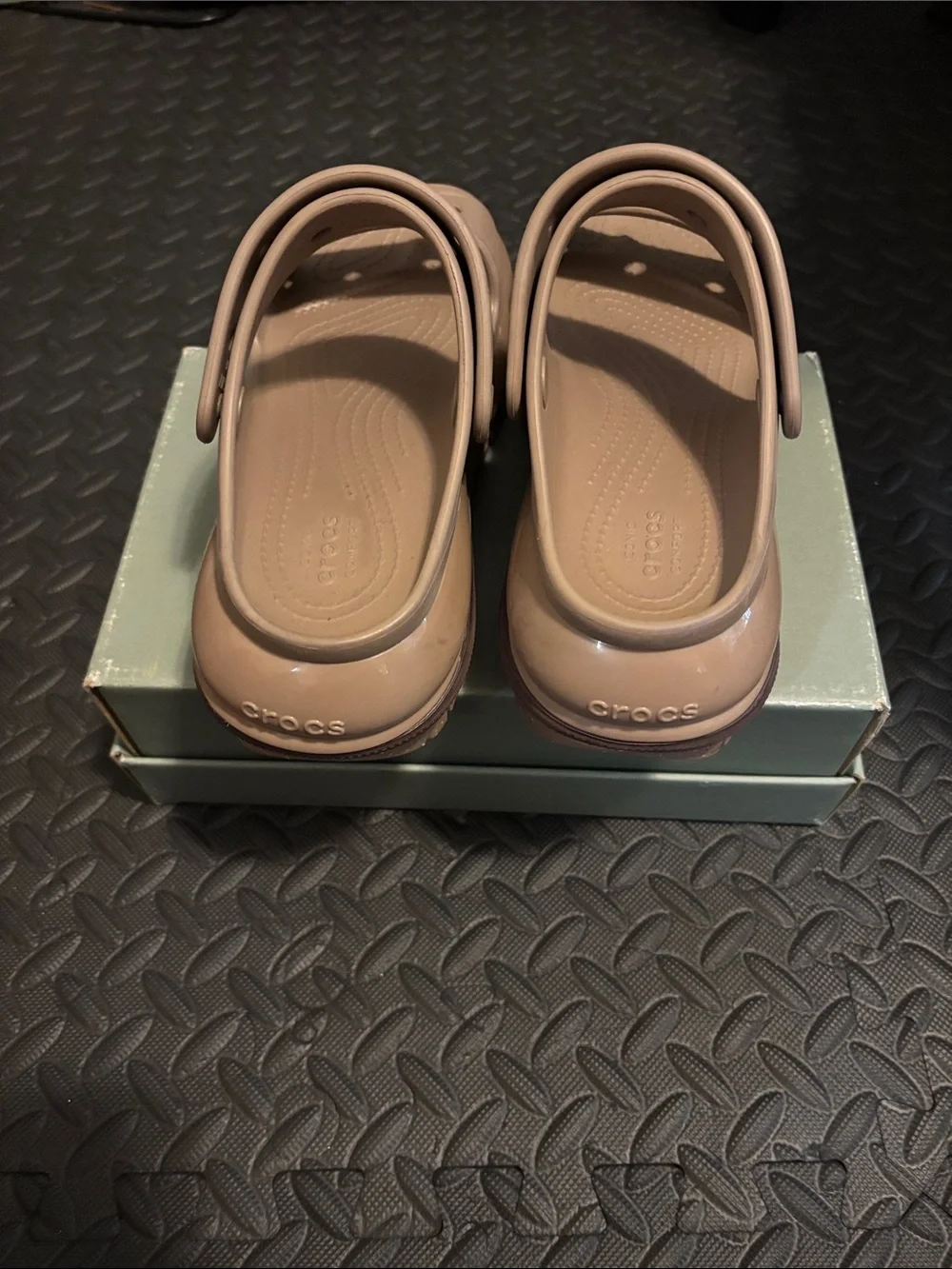 CROCS Kids Tan Double-Strap Slide Sandals